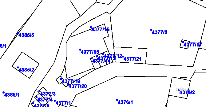 Parcela st. 4377/12 v KÚ Znojmo-město, Katastrální mapa