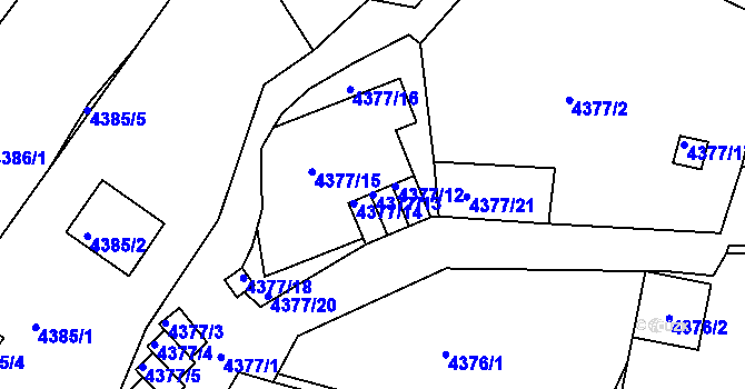 Parcela st. 4377/13 v KÚ Znojmo-město, Katastrální mapa