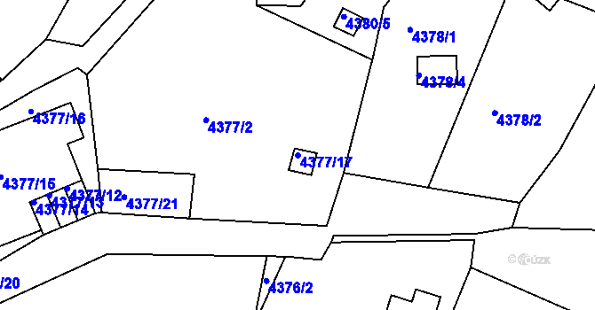 Parcela st. 4377/17 v KÚ Znojmo-město, Katastrální mapa
