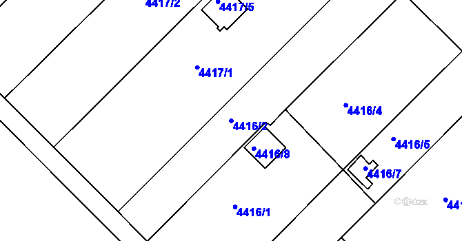 Parcela st. 4416/2 v KÚ Znojmo-město, Katastrální mapa