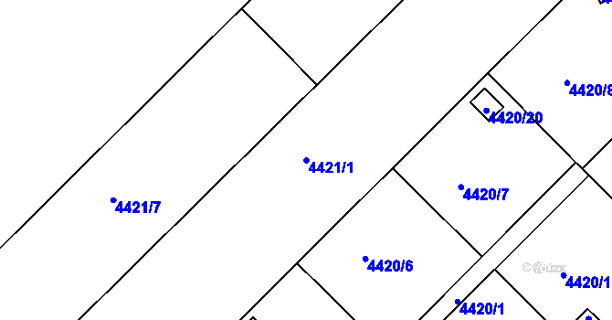 Parcela st. 4421/1 v KÚ Znojmo-město, Katastrální mapa