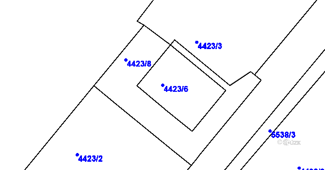 Parcela st. 4423/6 v KÚ Znojmo-město, Katastrální mapa