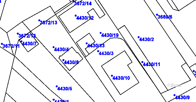 Parcela st. 4430/3 v KÚ Znojmo-město, Katastrální mapa