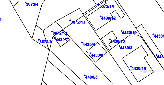 Parcela st. 4430/4 v KÚ Znojmo-město, Katastrální mapa