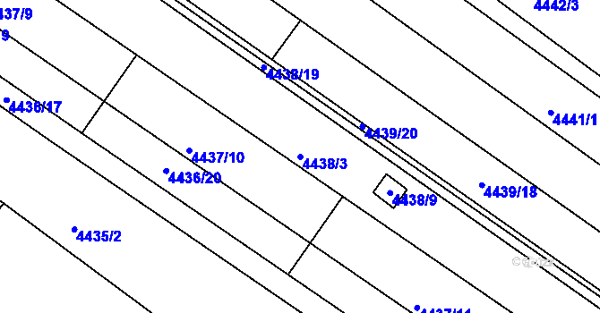 Parcela st. 4438/3 v KÚ Znojmo-město, Katastrální mapa