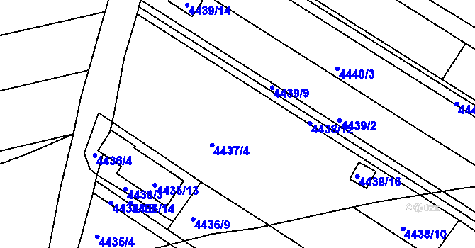 Parcela st. 4438/7 v KÚ Znojmo-město, Katastrální mapa
