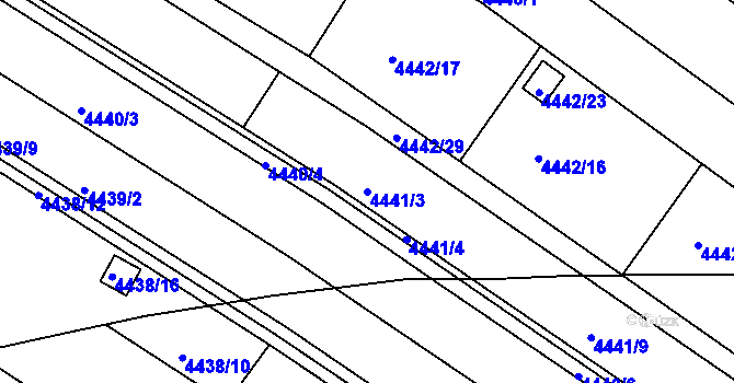 Parcela st. 4441/3 v KÚ Znojmo-město, Katastrální mapa