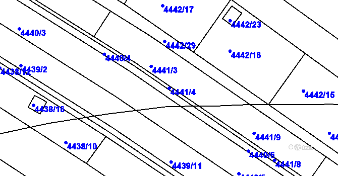 Parcela st. 4441/4 v KÚ Znojmo-město, Katastrální mapa