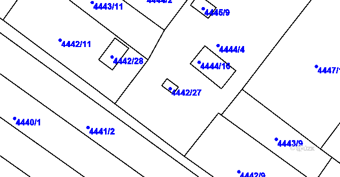 Parcela st. 4442/27 v KÚ Znojmo-město, Katastrální mapa