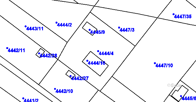 Parcela st. 4444/4 v KÚ Znojmo-město, Katastrální mapa