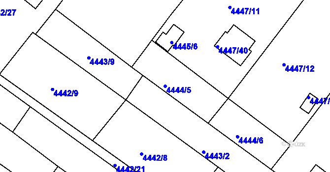 Parcela st. 4444/5 v KÚ Znojmo-město, Katastrální mapa