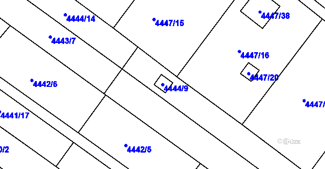Parcela st. 4444/9 v KÚ Znojmo-město, Katastrální mapa