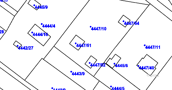 Parcela st. 4445/3 v KÚ Znojmo-město, Katastrální mapa