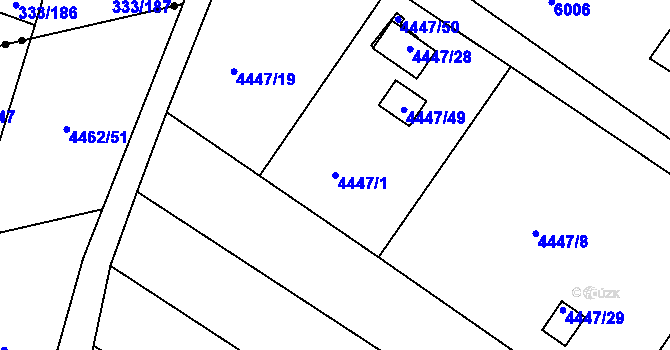 Parcela st. 4447/1 v KÚ Znojmo-město, Katastrální mapa