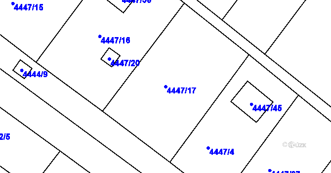 Parcela st. 4447/17 v KÚ Znojmo-město, Katastrální mapa