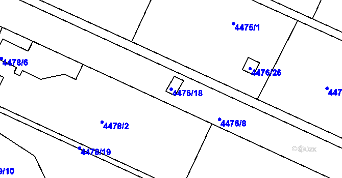 Parcela st. 4476/18 v KÚ Znojmo-město, Katastrální mapa