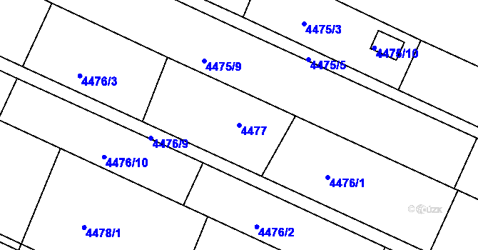 Parcela st. 4477 v KÚ Znojmo-město, Katastrální mapa