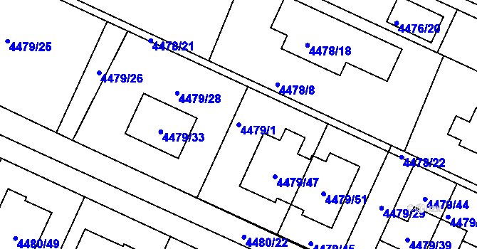 Parcela st. 4479/1 v KÚ Znojmo-město, Katastrální mapa