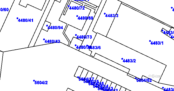 Parcela st. 4483/6 v KÚ Znojmo-město, Katastrální mapa