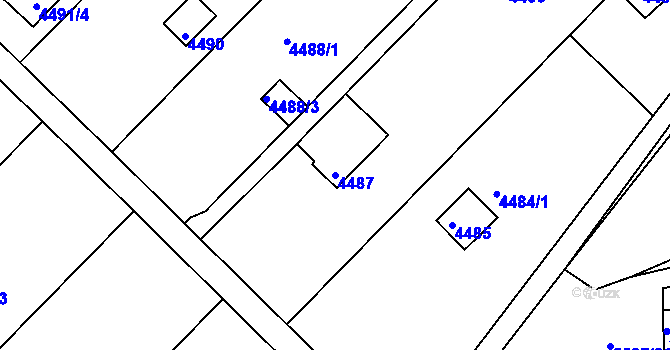 Parcela st. 4487 v KÚ Znojmo-město, Katastrální mapa