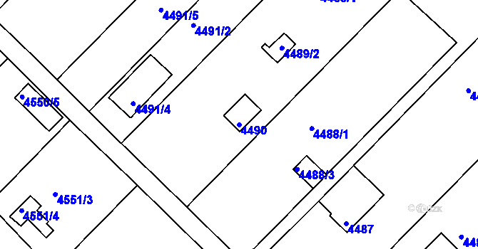 Parcela st. 4490 v KÚ Znojmo-město, Katastrální mapa