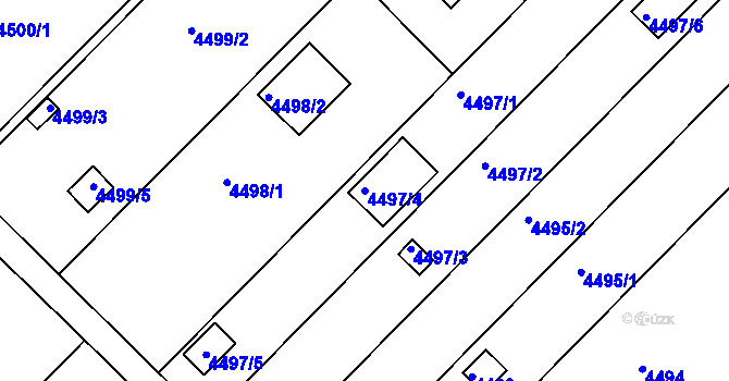 Parcela st. 4497/4 v KÚ Znojmo-město, Katastrální mapa