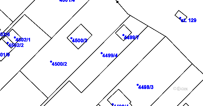 Parcela st. 4499/4 v KÚ Znojmo-město, Katastrální mapa