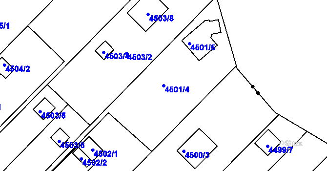 Parcela st. 4501/4 v KÚ Znojmo-město, Katastrální mapa