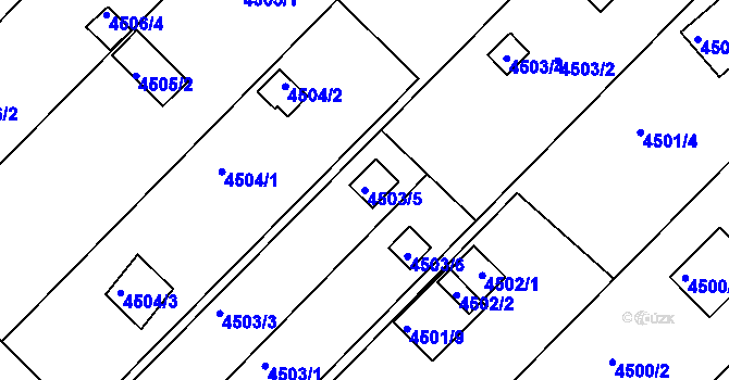 Parcela st. 4503/5 v KÚ Znojmo-město, Katastrální mapa