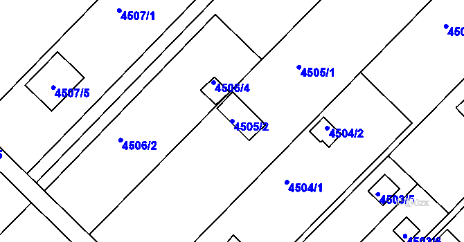 Parcela st. 4505/2 v KÚ Znojmo-město, Katastrální mapa