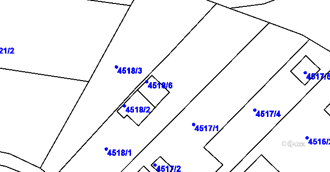 Parcela st. 4518/4 v KÚ Znojmo-město, Katastrální mapa