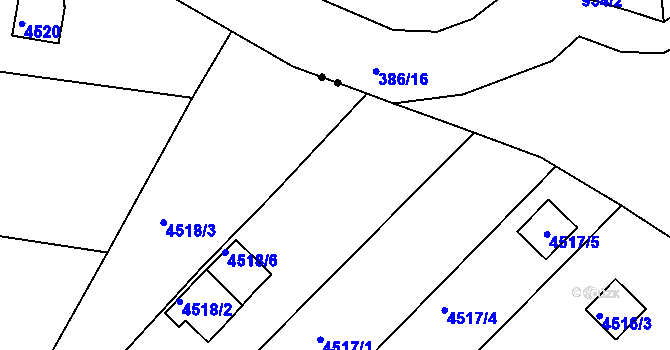 Parcela st. 4518/5 v KÚ Znojmo-město, Katastrální mapa