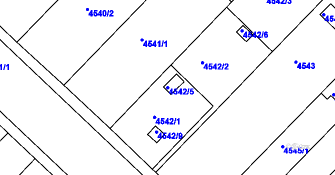 Parcela st. 4542/5 v KÚ Znojmo-město, Katastrální mapa