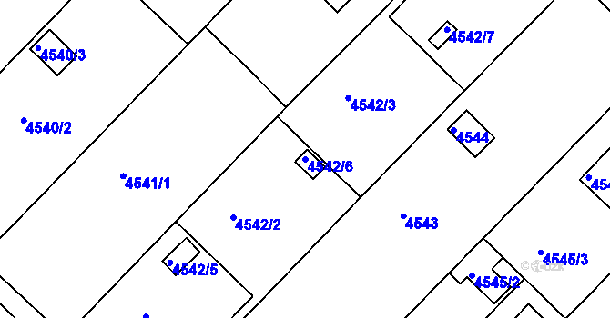 Parcela st. 4542/6 v KÚ Znojmo-město, Katastrální mapa
