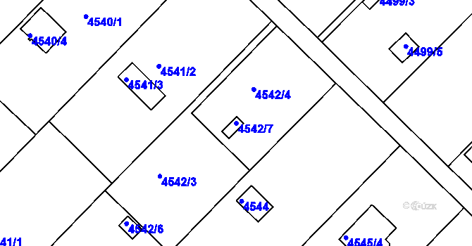 Parcela st. 4542/7 v KÚ Znojmo-město, Katastrální mapa