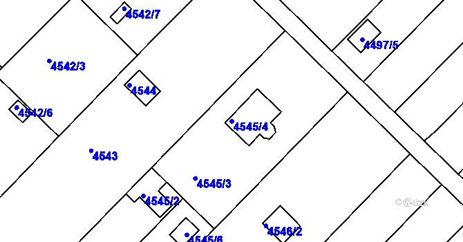 Parcela st. 4545/4 v KÚ Znojmo-město, Katastrální mapa