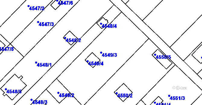 Parcela st. 4549/3 v KÚ Znojmo-město, Katastrální mapa