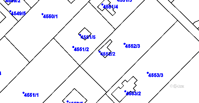 Parcela st. 4552/2 v KÚ Znojmo-město, Katastrální mapa