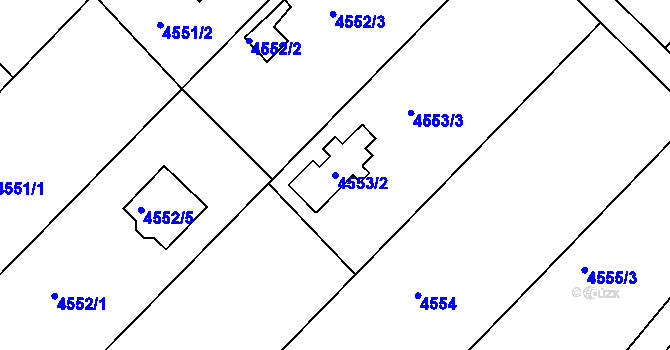 Parcela st. 4553/2 v KÚ Znojmo-město, Katastrální mapa