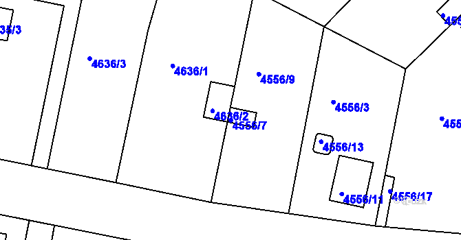 Parcela st. 4556/7 v KÚ Znojmo-město, Katastrální mapa