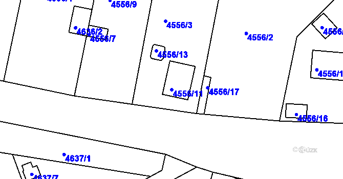 Parcela st. 4556/11 v KÚ Znojmo-město, Katastrální mapa