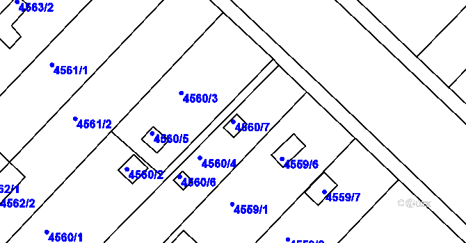 Parcela st. 4560/7 v KÚ Znojmo-město, Katastrální mapa