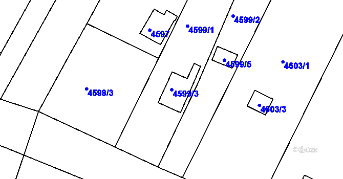 Parcela st. 4599/3 v KÚ Znojmo-město, Katastrální mapa