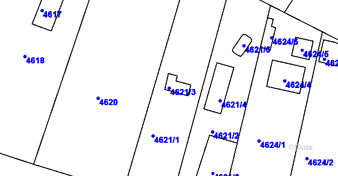 Parcela st. 4621/3 v KÚ Znojmo-město, Katastrální mapa
