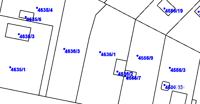Parcela st. 4636/1 v KÚ Znojmo-město, Katastrální mapa