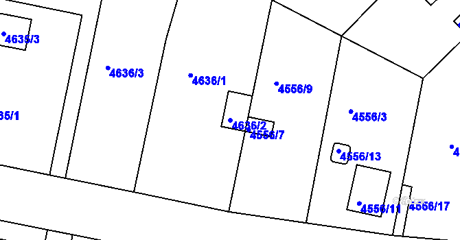 Parcela st. 4636/2 v KÚ Znojmo-město, Katastrální mapa