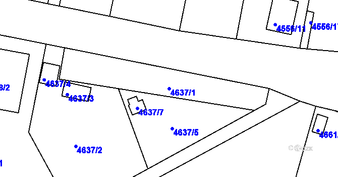 Parcela st. 4637/1 v KÚ Znojmo-město, Katastrální mapa