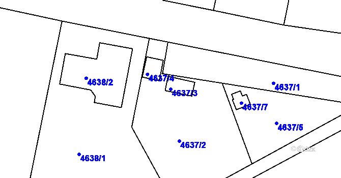 Parcela st. 4637/3 v KÚ Znojmo-město, Katastrální mapa