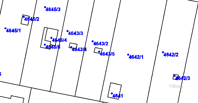 Parcela st. 4643/5 v KÚ Znojmo-město, Katastrální mapa