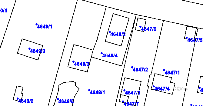 Parcela st. 4648/4 v KÚ Znojmo-město, Katastrální mapa